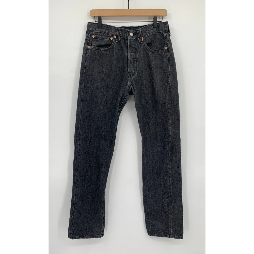 Levis 501 Jeans Mens 31x34 Black Straight Leg Button Fly Denim Pants